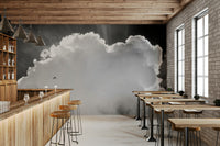 A graceful subtle cloud wall mural in bright, gentle tones.


