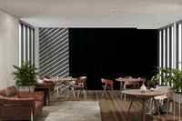 A peaceful workspace backdrop mural on decorative wallpaper.

