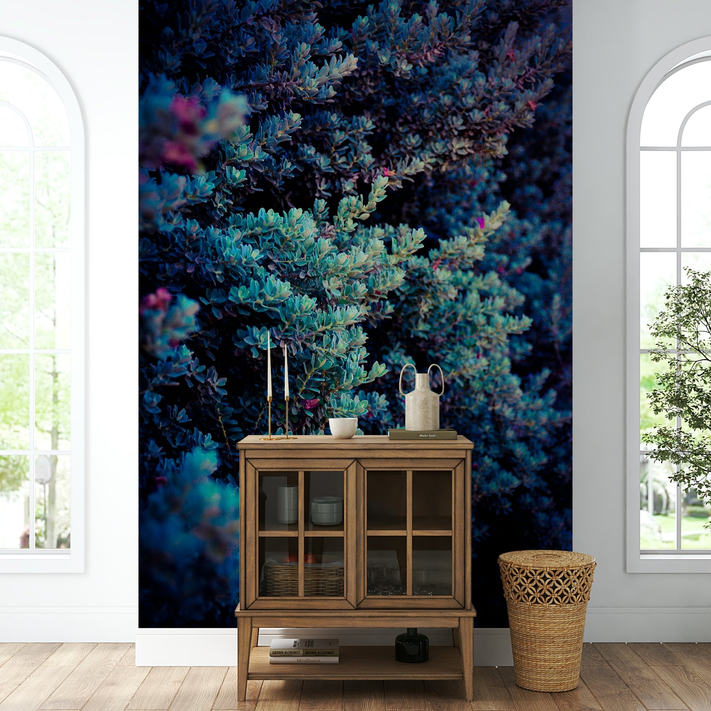A beautiful modern art wall mural of spring flowers.

