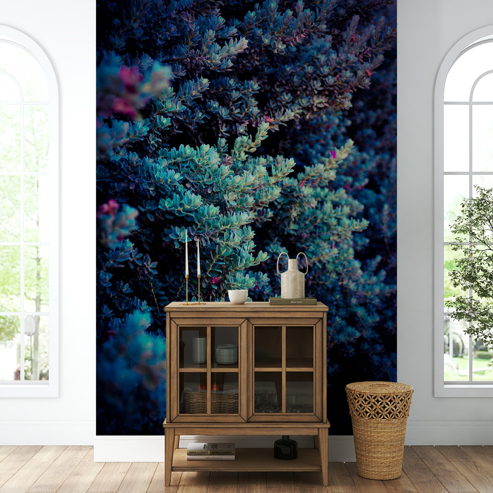 A beautiful modern art wall mural of spring flowers.

