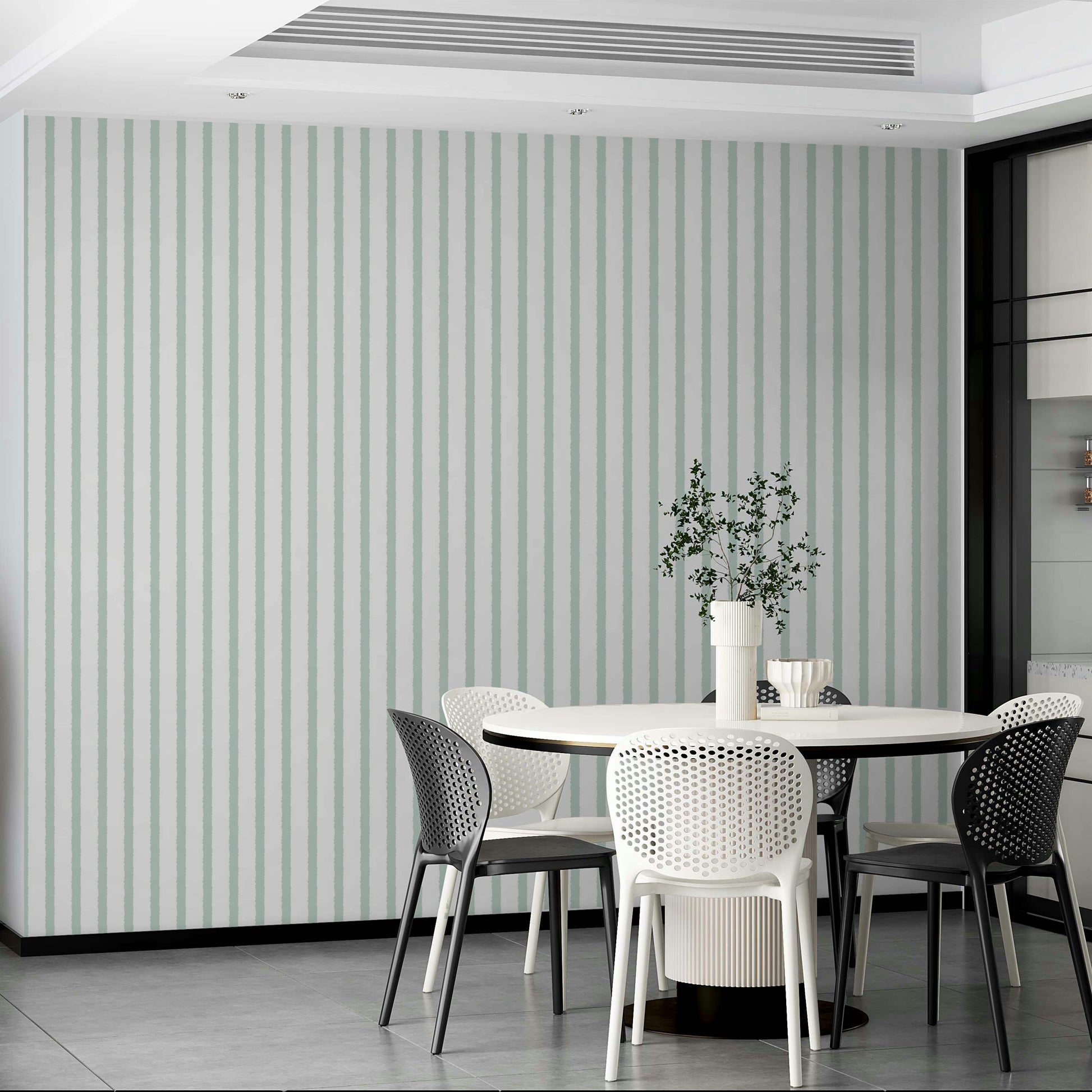 A peaceful striped pattern mural on decorative wallpaper.

