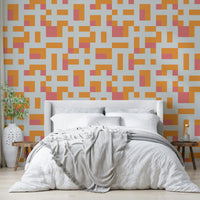 A beautiful modern blocks wallpaper mural with geometric shapes.

