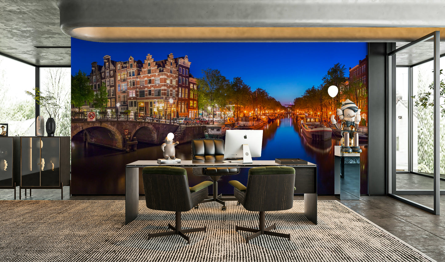 Amsterdam Night Canvas Wall Mural