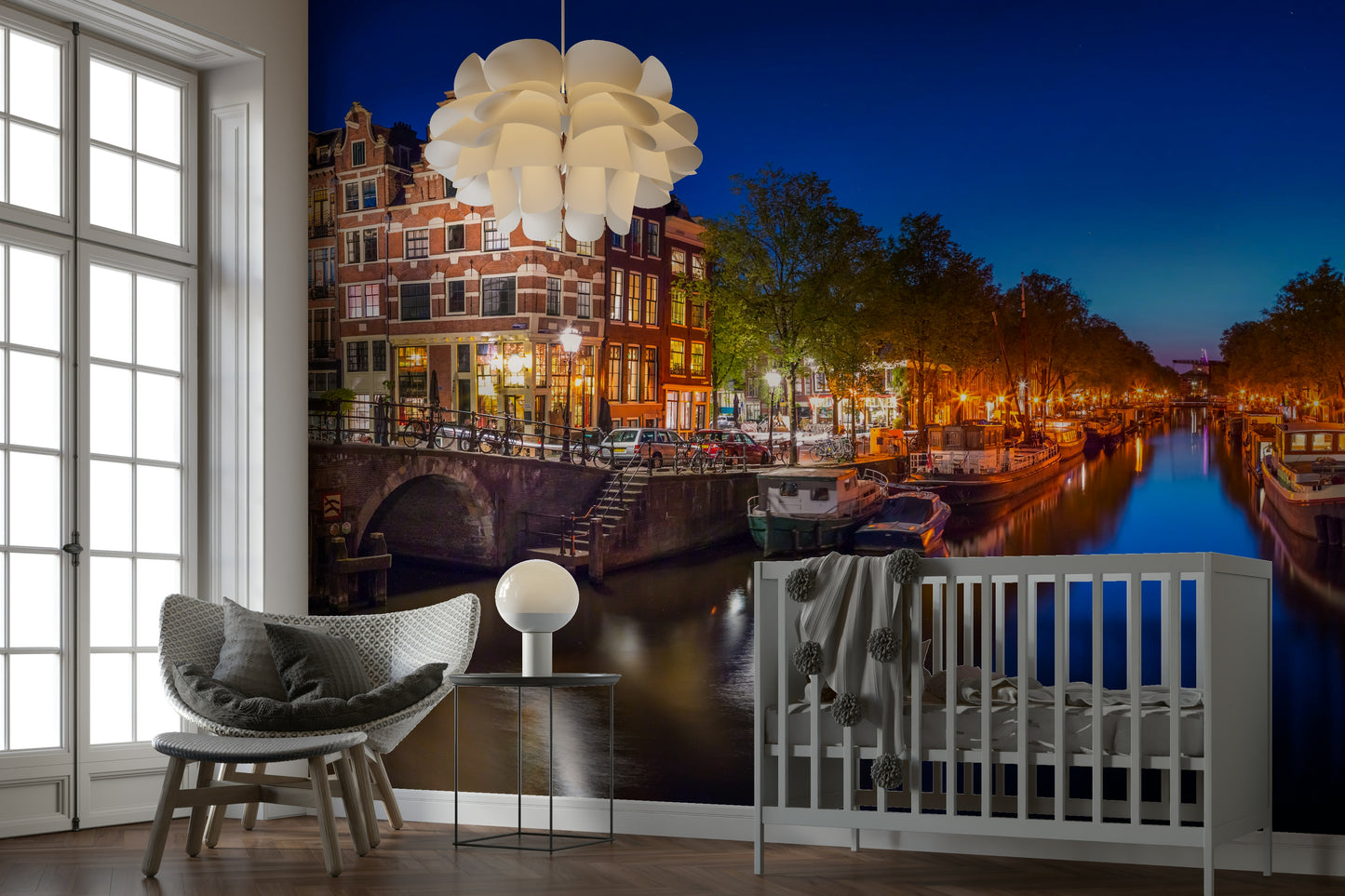 Amsterdam Night Canvas Wall Mural
