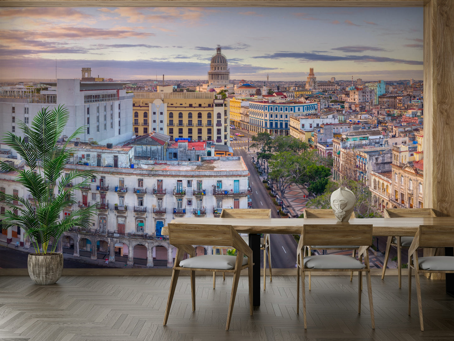 A contemplative bird's-eye view wallpaper mural for a feature wall.

