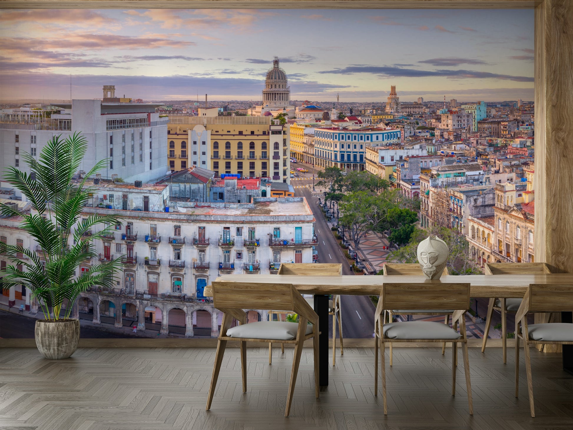 A contemplative bird's-eye view wallpaper mural for a feature wall.

