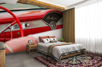 A calming classic car wallpaper mural that defines a space.

