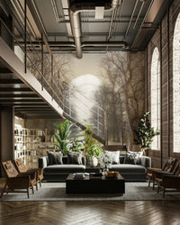 A contemplative city escape wallpaper mural for a feature wall.

