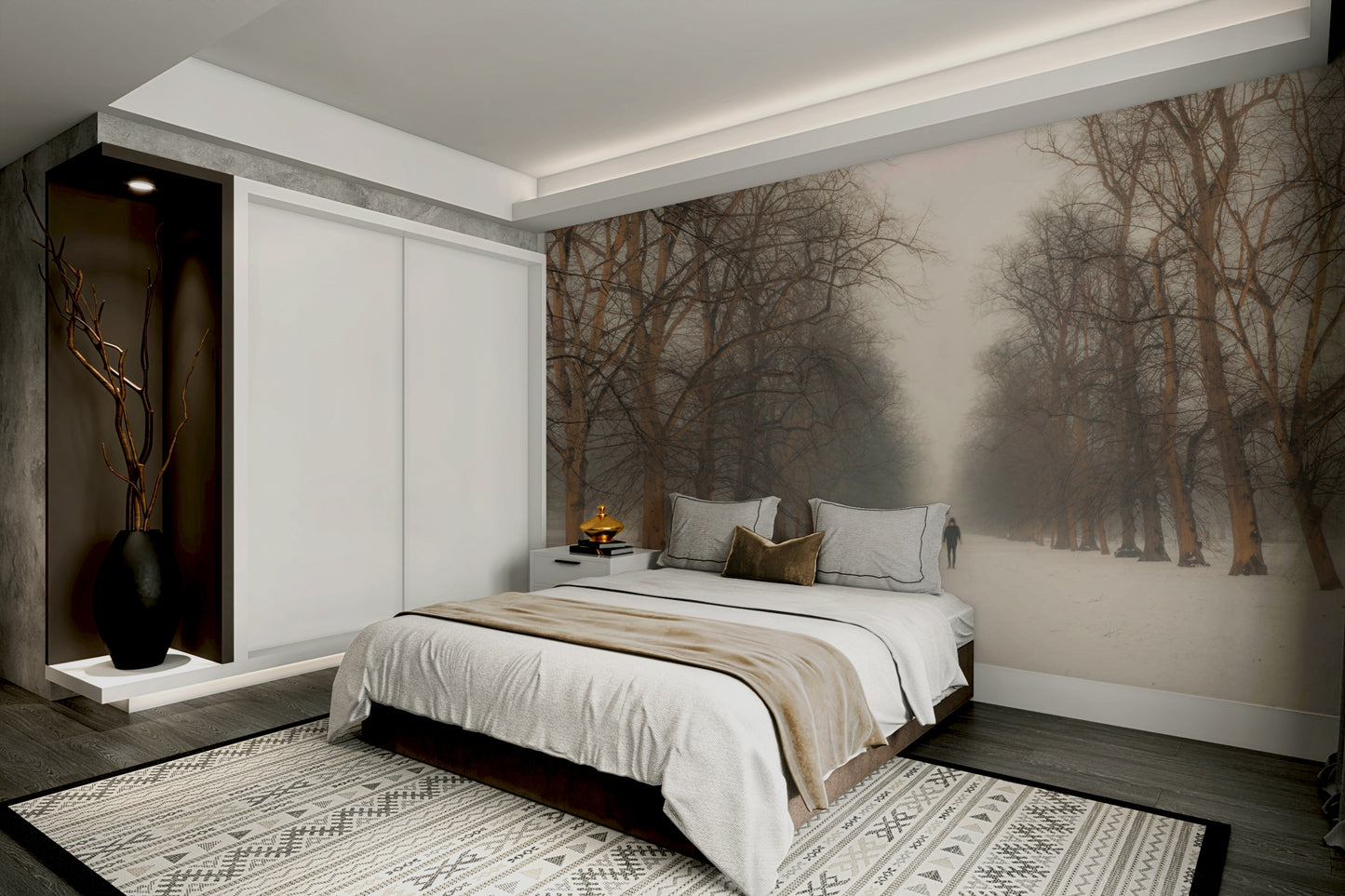 A beautiful serene Hyde Park wallpaper mural for a modern room.

