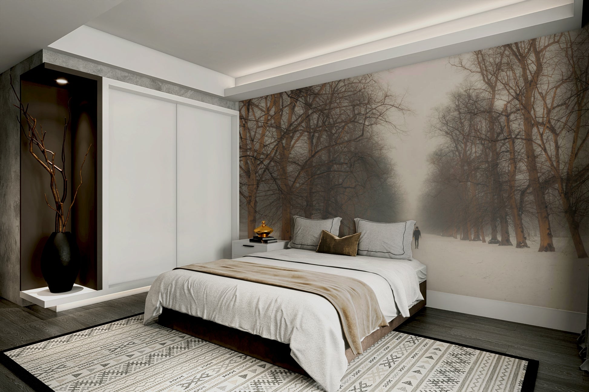 A beautiful serene Hyde Park wallpaper mural for a modern room.

