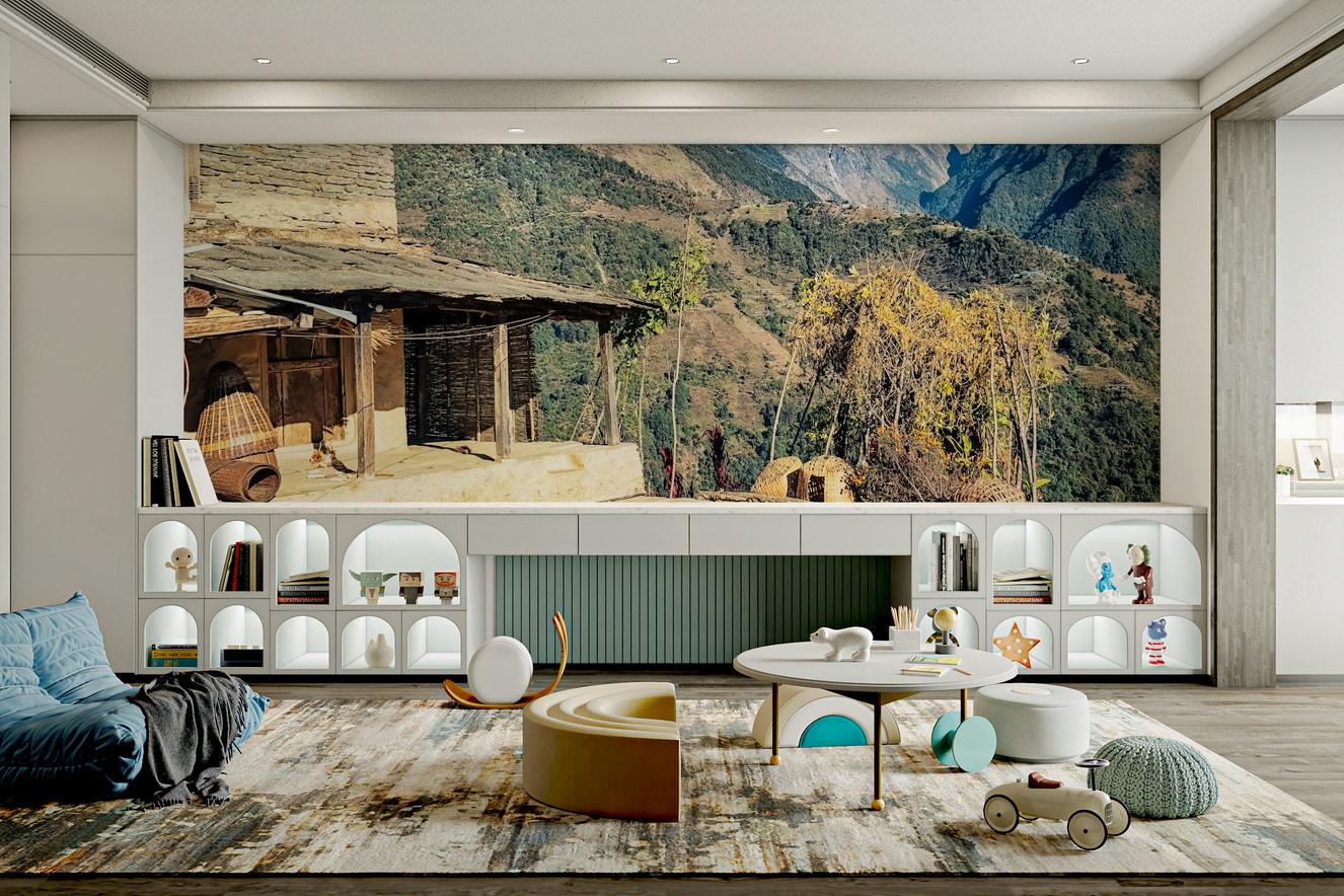 A beautiful Himalayan mountain wallpaper mural for a modern home.

