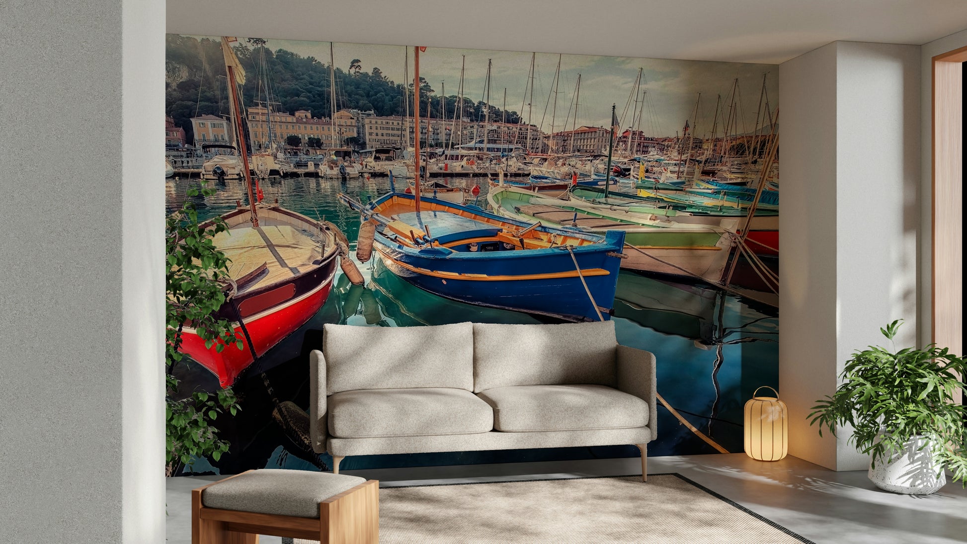 A high-quality peaceful port wall mural for walls.

