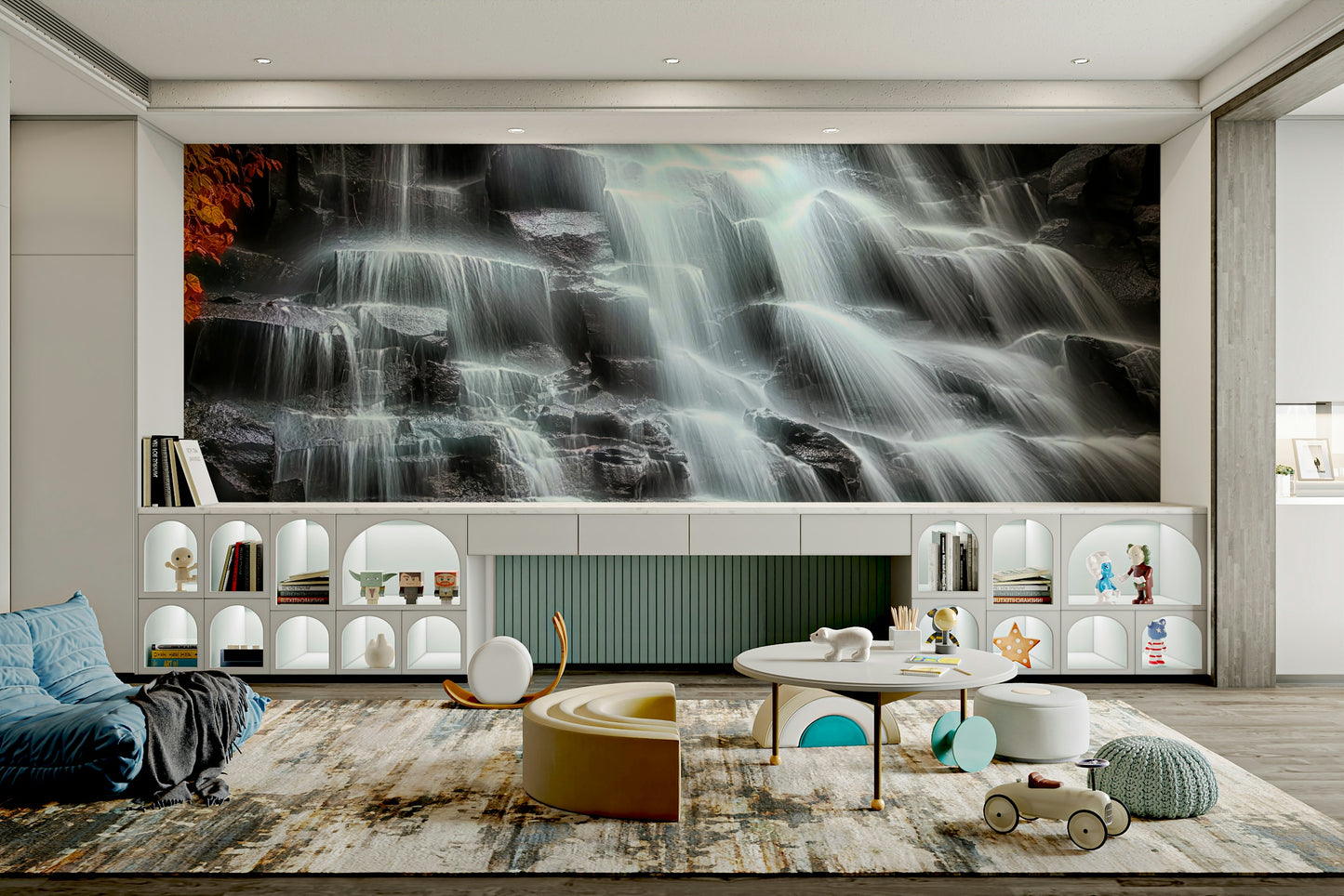 A beautiful fall colors wall mural for a living room.

