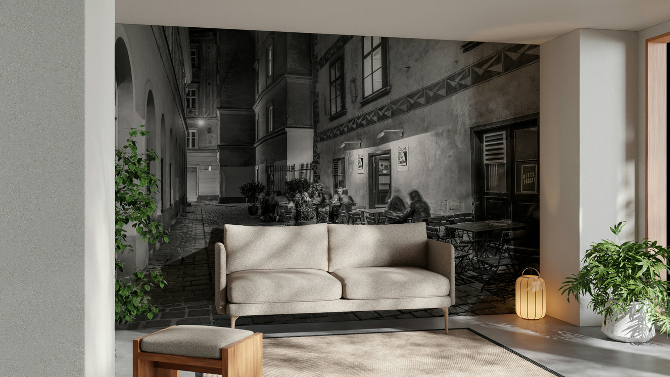 Street cafe in Vienna Wall Mural