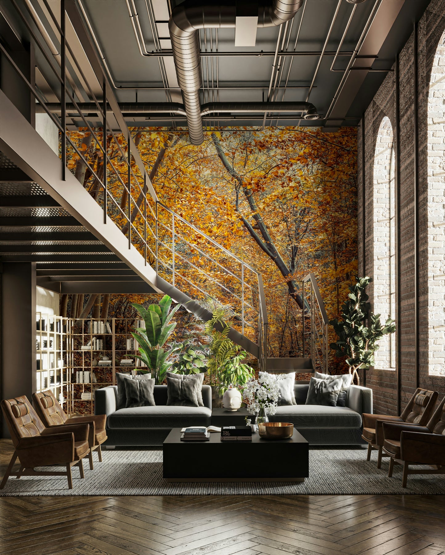 Scenic Woodland Path in Fall Wall Mural