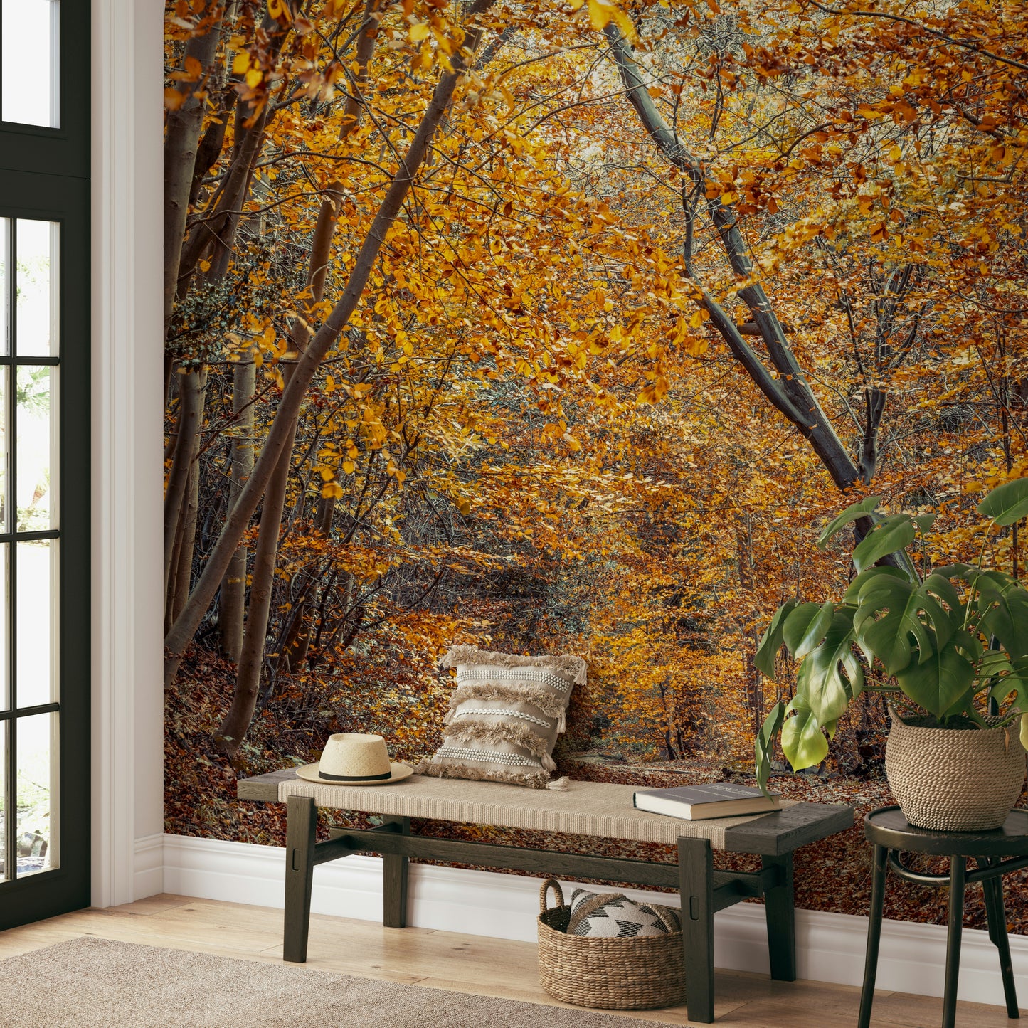 Scenic Woodland Path in Fall Wall Mural
