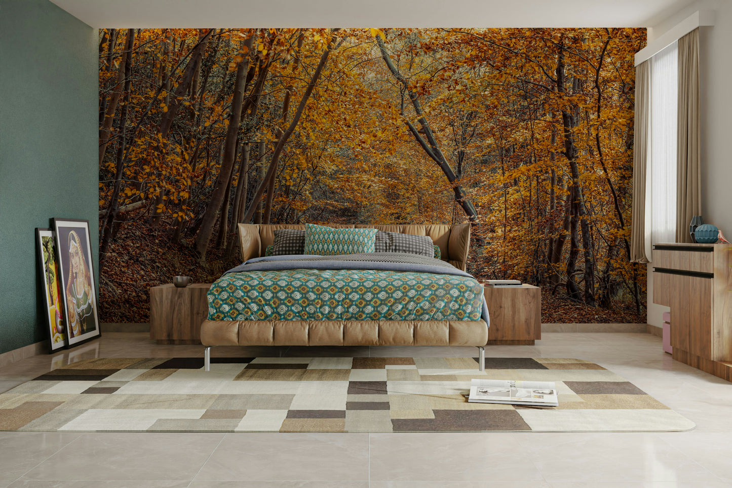 Scenic Woodland Path in Fall Wall Mural