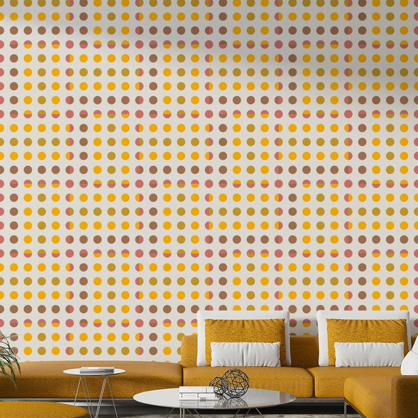 Modern geometric wallpaper with evenly spaced dots for stylish home decor.