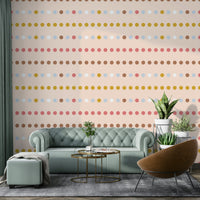 A graceful subtle polka wall mural in bright, natural tones.

