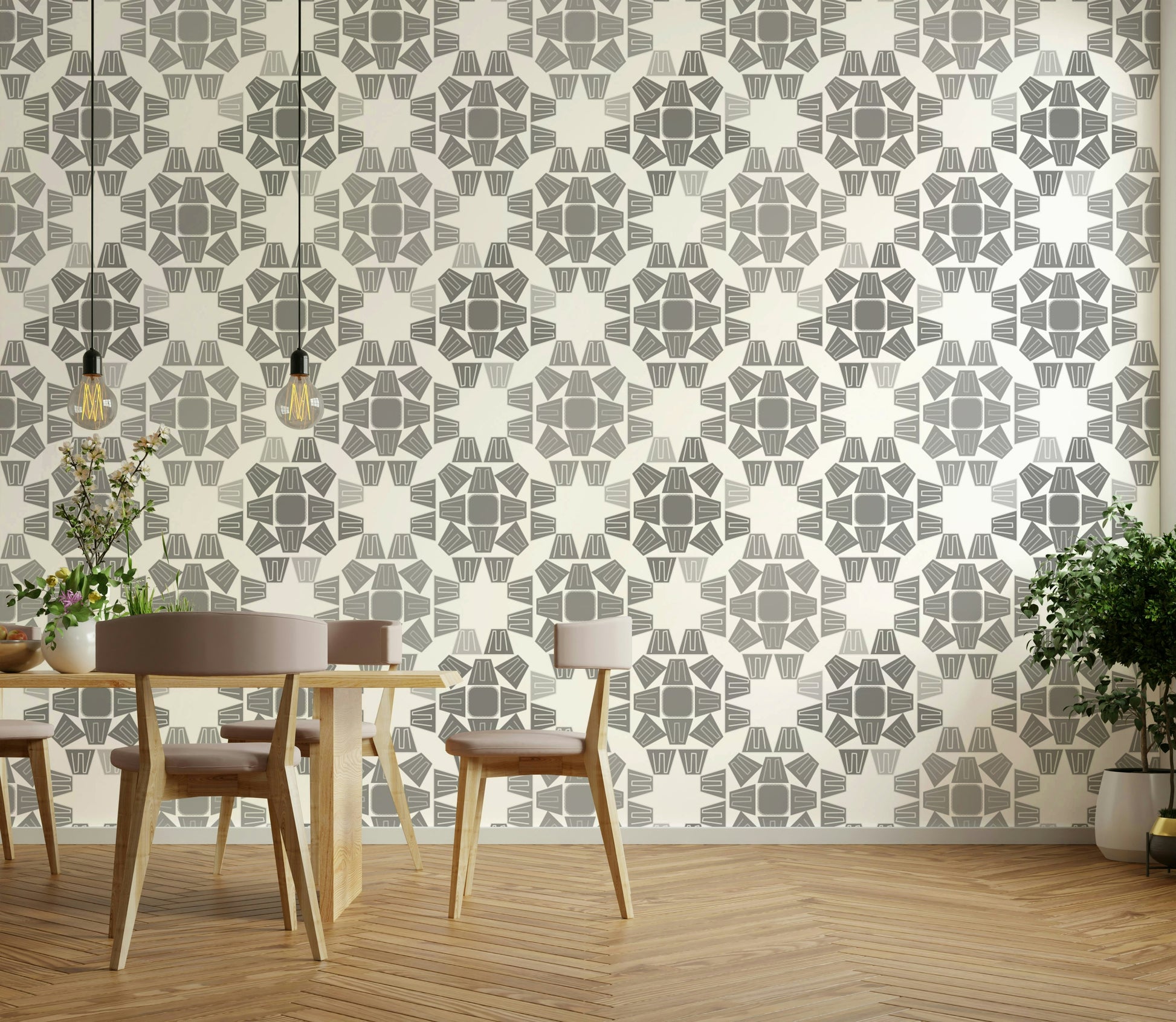  A beautiful modern art wall mural for a living room.

