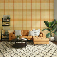 A beautiful autumnal plaid wallpaper mural for a rustic home.

