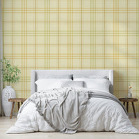 A calming muted plaid wallpaper mural that defines a space.

