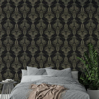 A calming foliage design wallpaper mural that defines a space.

