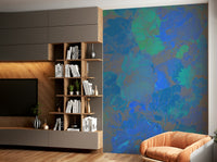 A beautiful azure blue floral wallpaper mural for a modern home.

