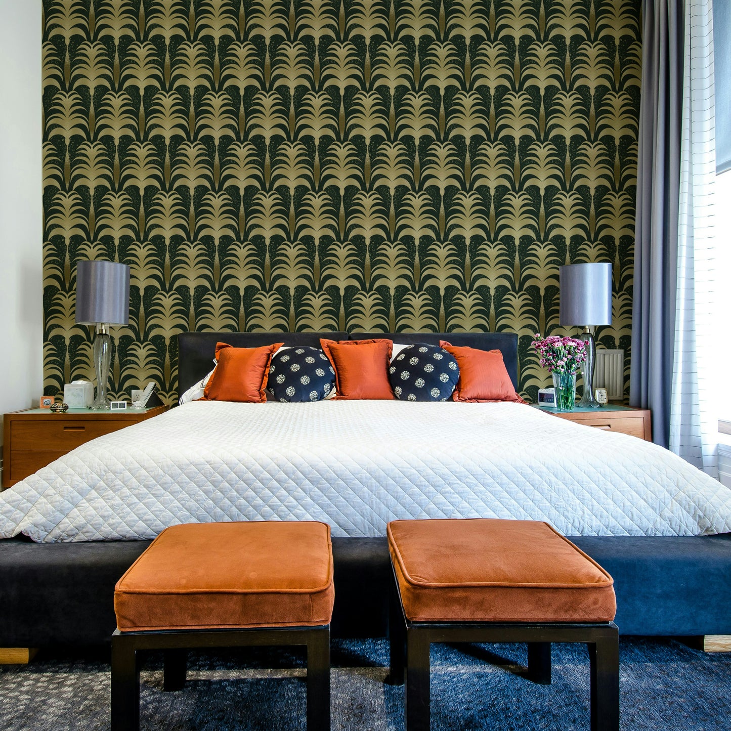 A graceful subtle leaf wall mural in rich, vintage tones.

