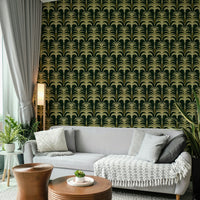 A calming foliage design wallpaper mural that defines a space.

