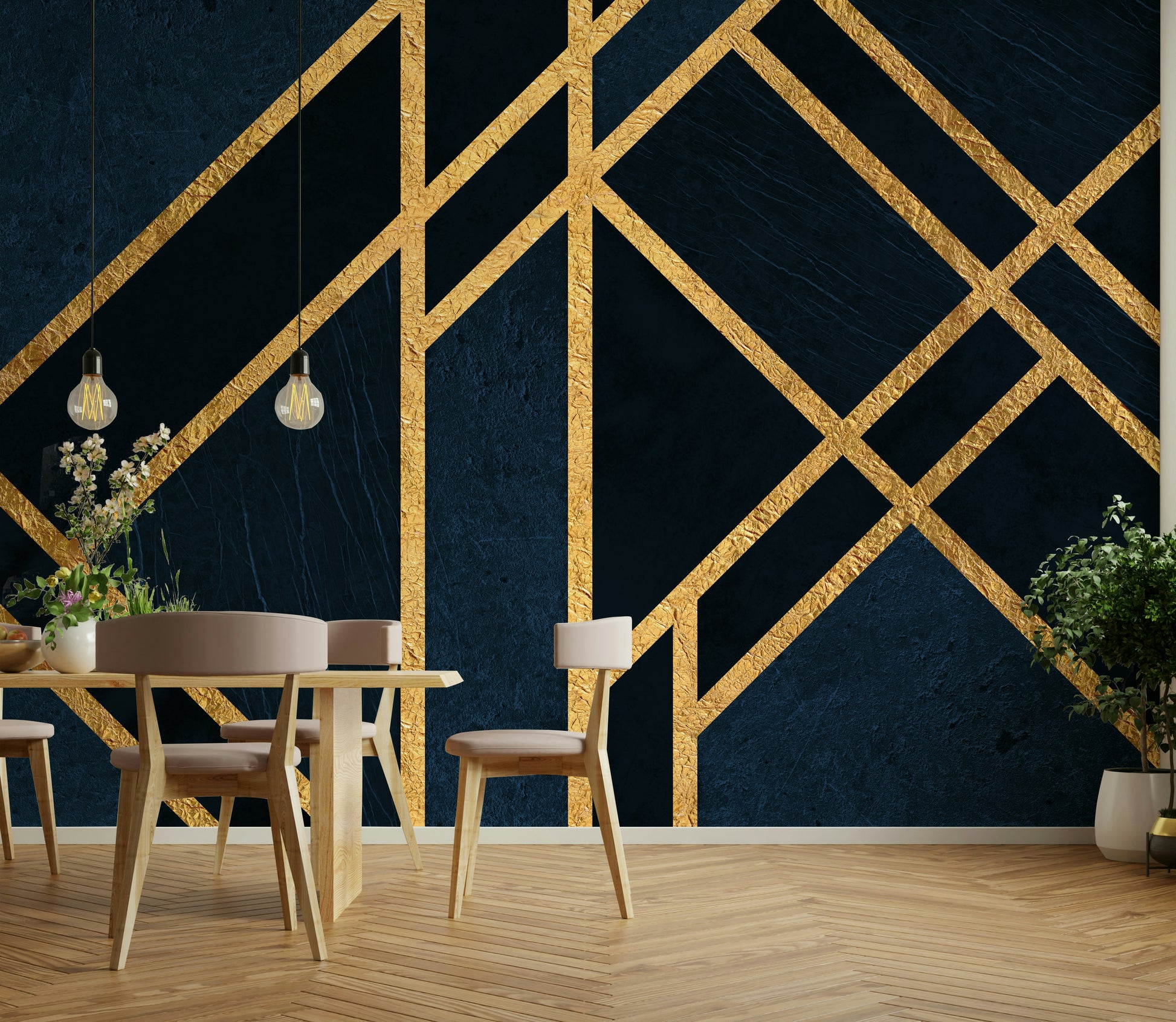 An artistic abstract design mural for home decor.

