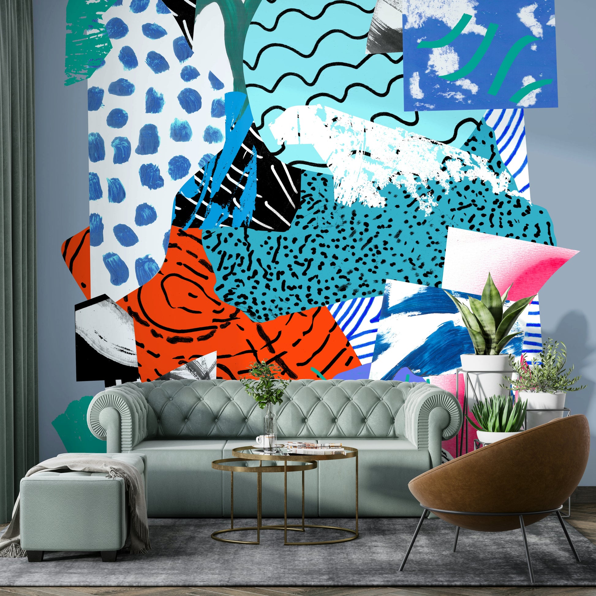 A serene blend of blue tones wall mural for your decor.

