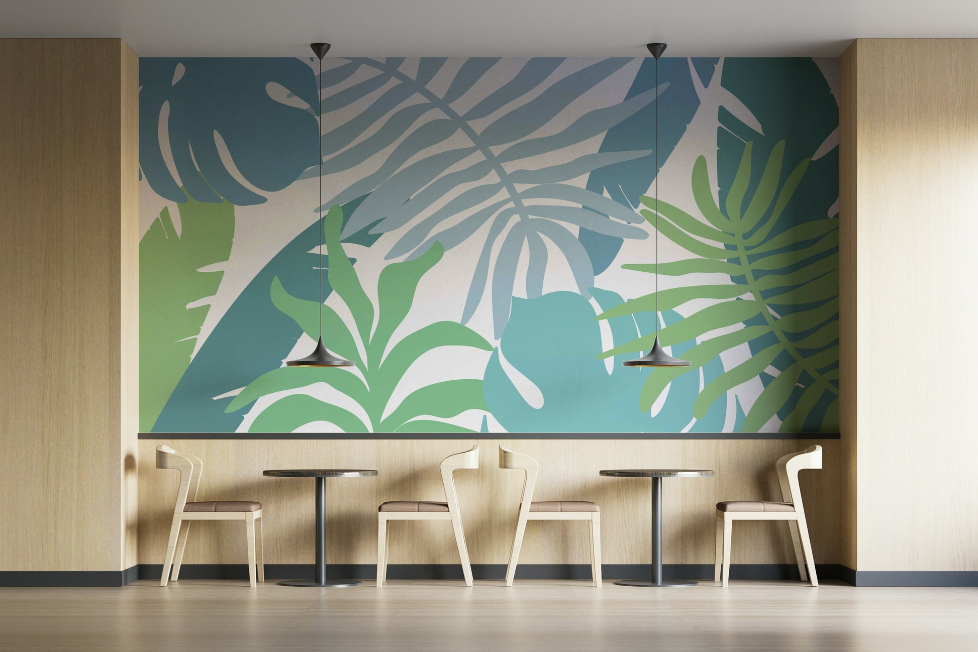 A serene botanical pattern wall mural for your decor.


