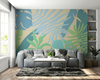 A peaceful organic pattern mural on decorative wallpaper.

