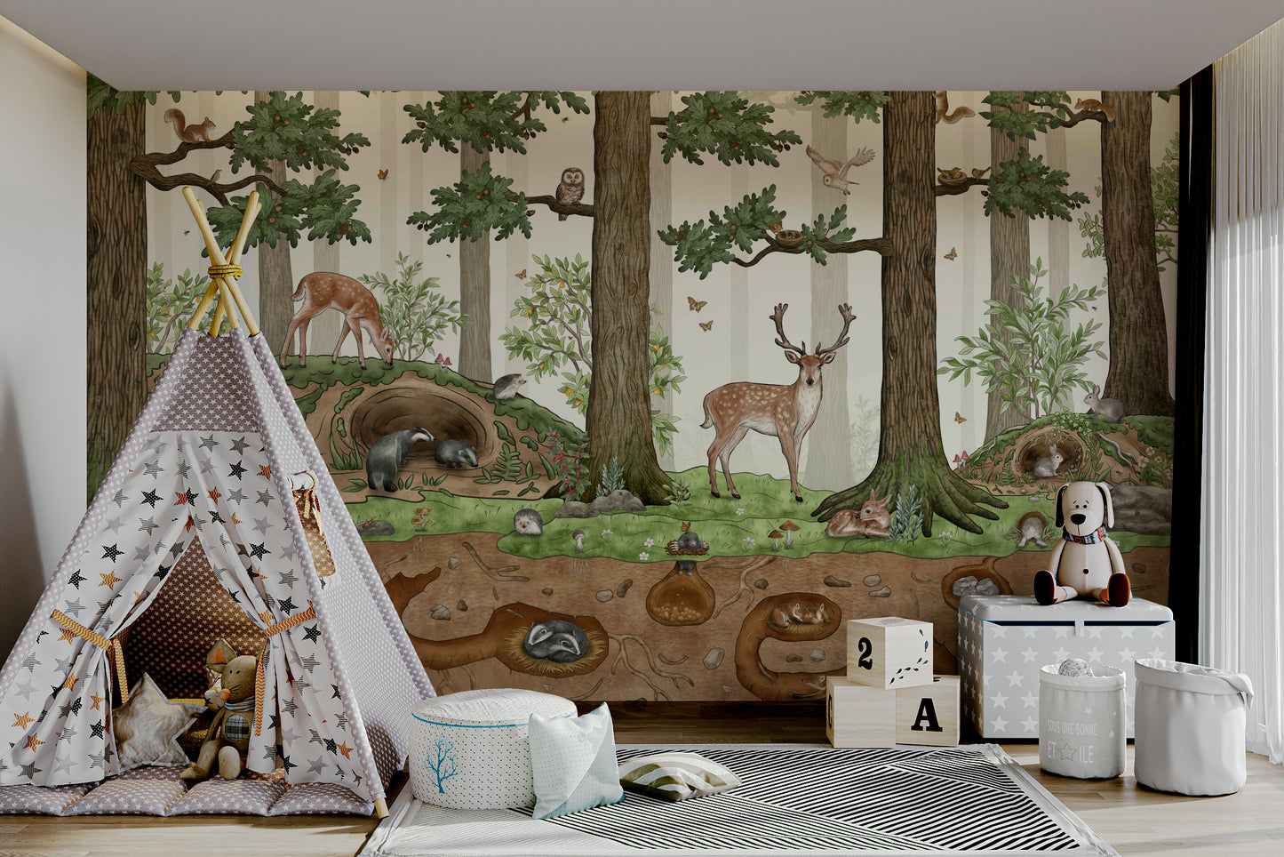 A classic forest theme wallpaper for walls.

