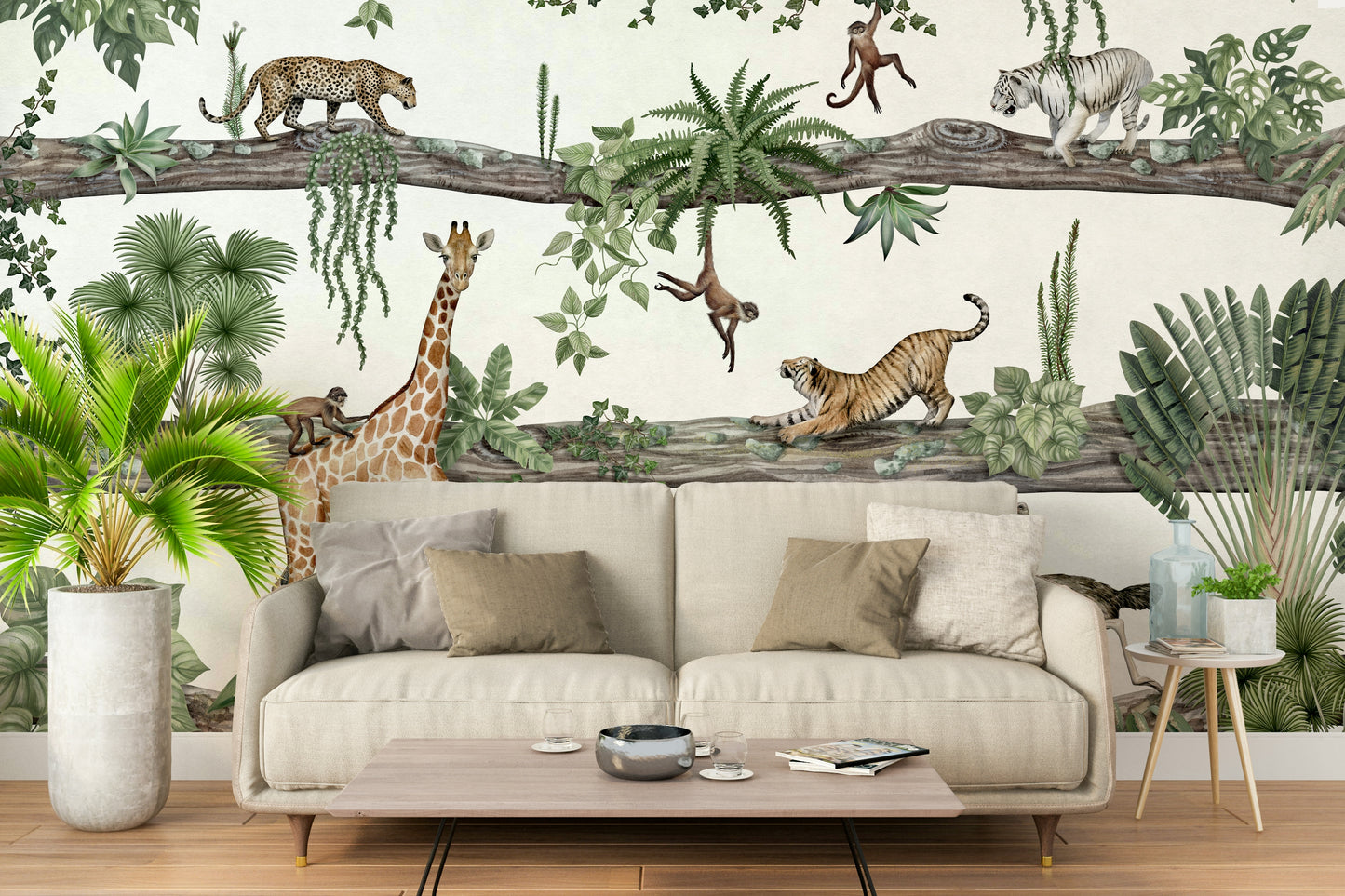 A beautiful wide-angle wall mural of lush foliage.

