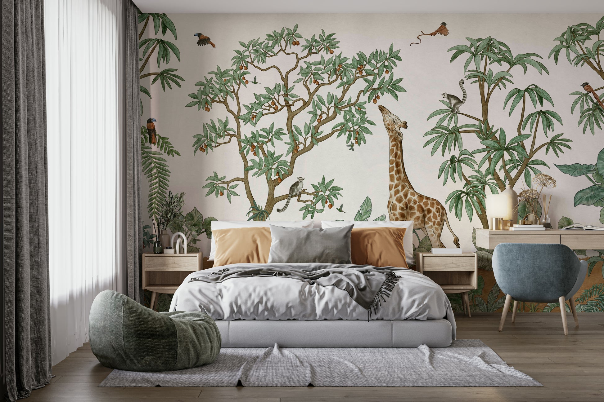A classic jungle animal wallpaper for walls.


