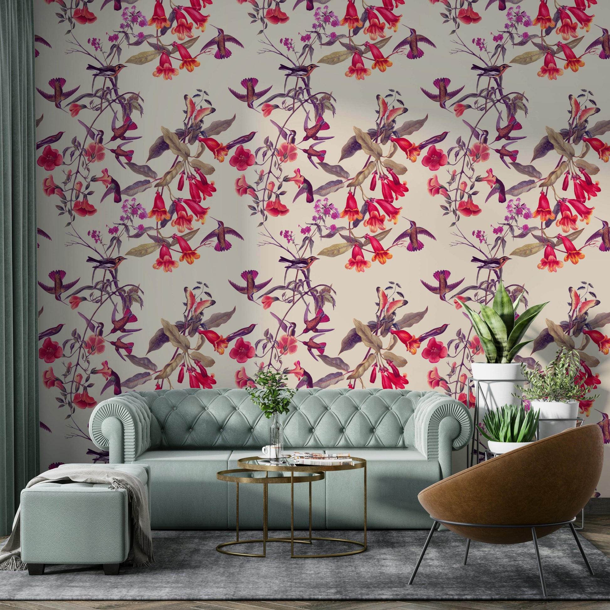 A contemplative hummingbird wallpaper mural for a feature wall.

