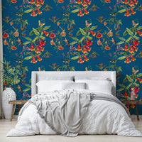 A calming foliage design wallpaper mural that defines a space.

