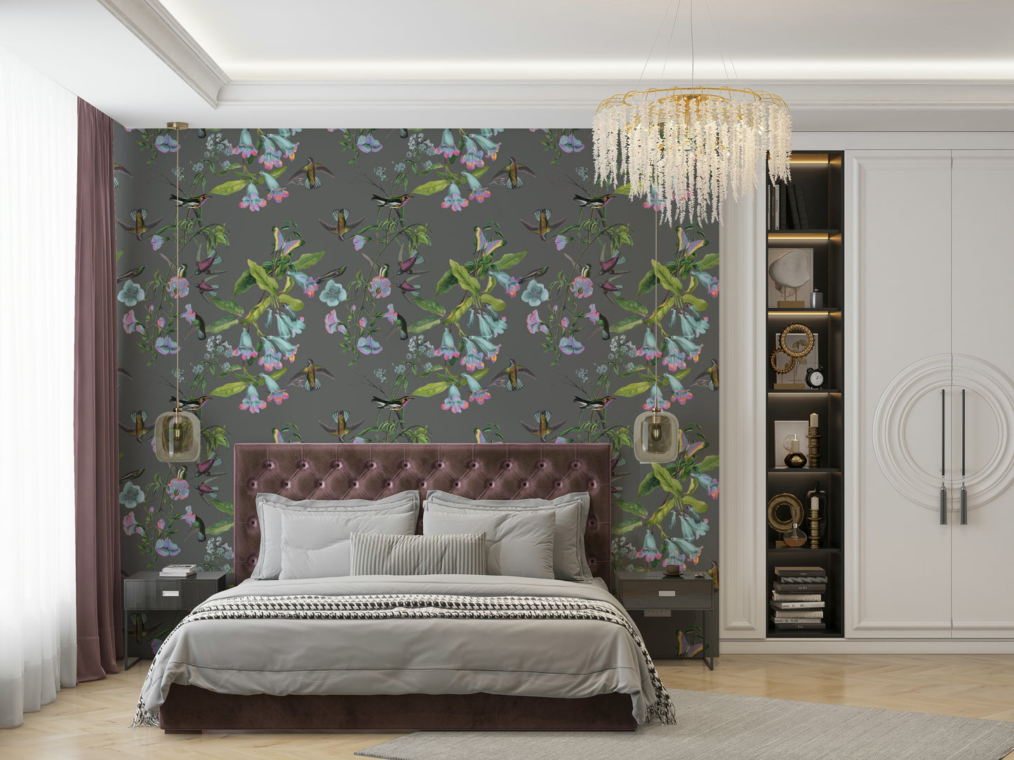 A classic botanical wallpaper for walls.

