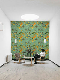 A serene bird and bloom wall mural for your decor.

