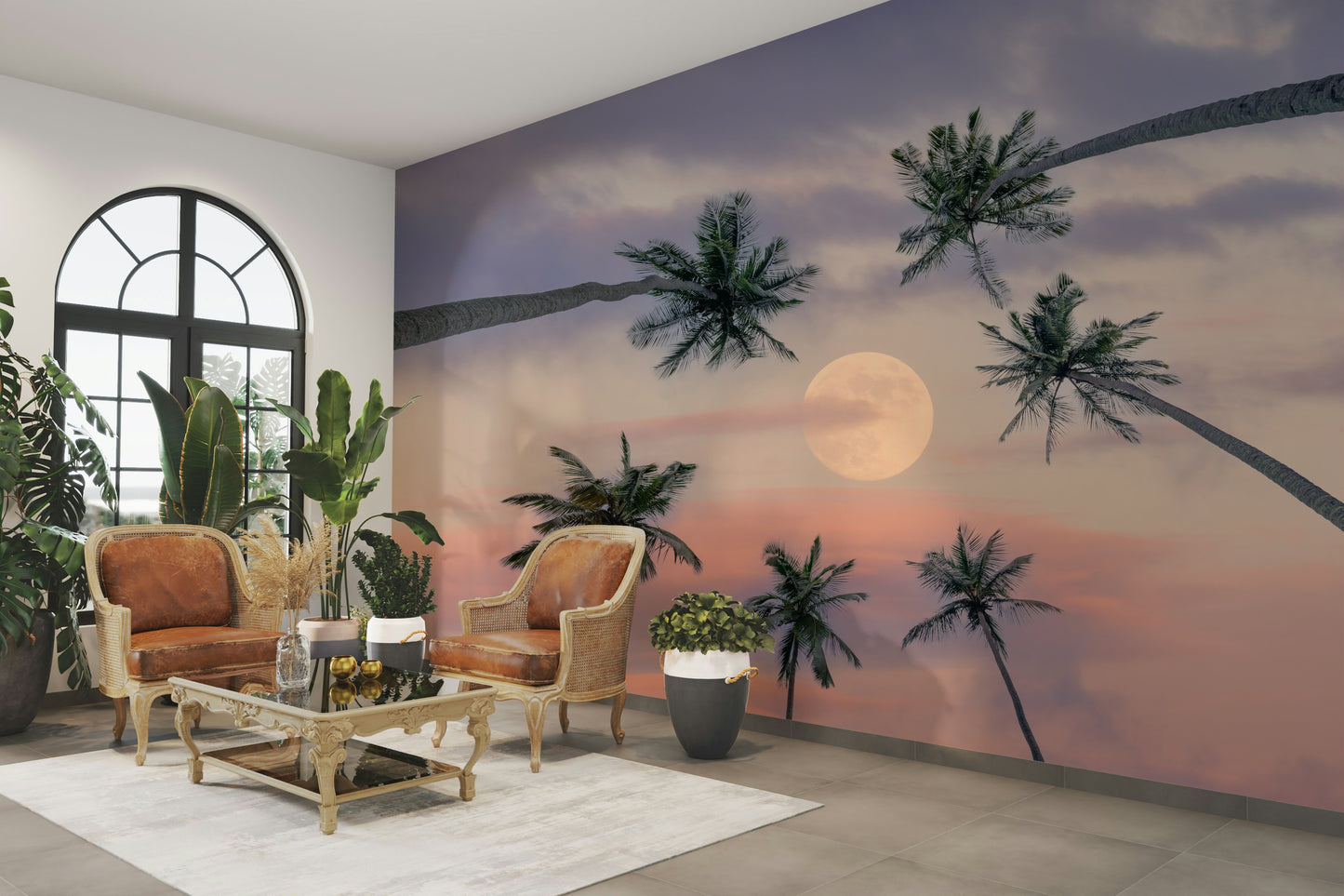 A beautiful panoramic sky wall mural for a living room.

