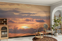 A calming serene sky wallpaper mural that defines a space.

