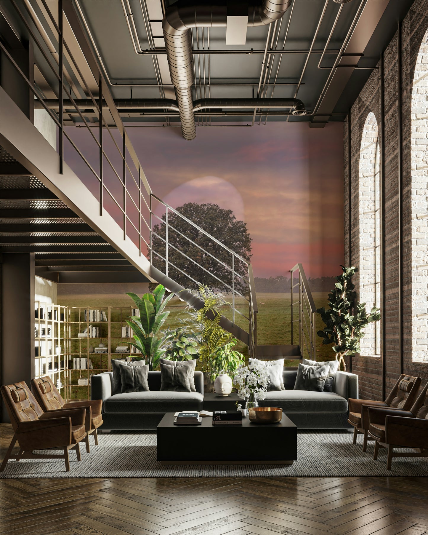 A tranquil night landscape wall mural for your decor.

