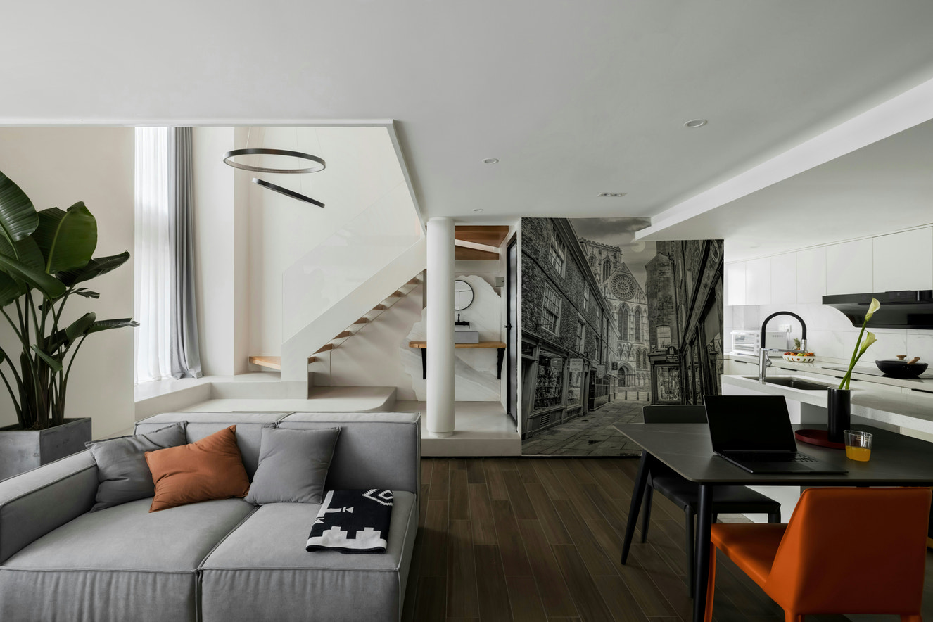 A beautiful gothic alleyway wallpaper mural with historic buildings.

