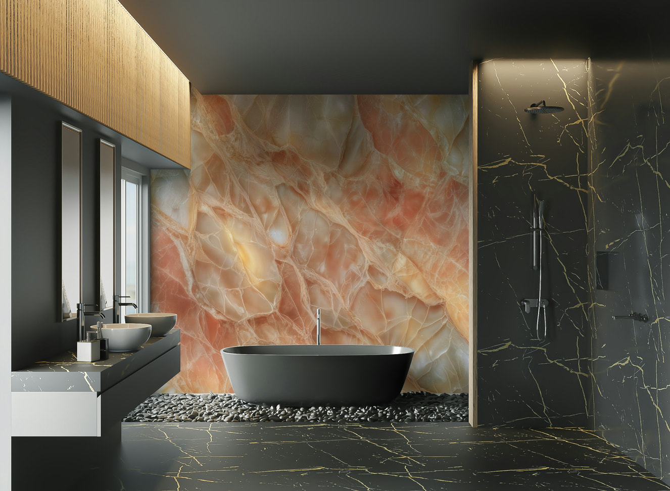 A beautiful quartz stone wallpaper mural for a modern home.

