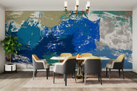 A graceful subtle pattern wall mural in cool, natural tones.

