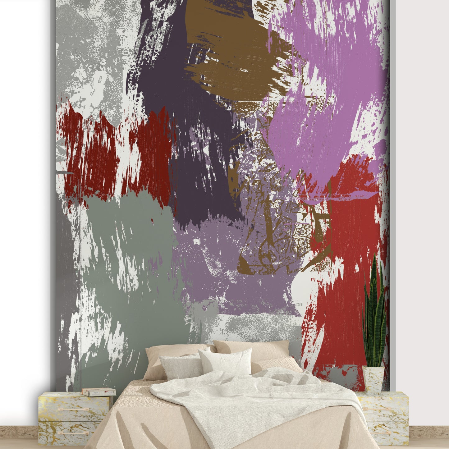 A beautiful roses gold floral wallpaper mural for a modern home.

