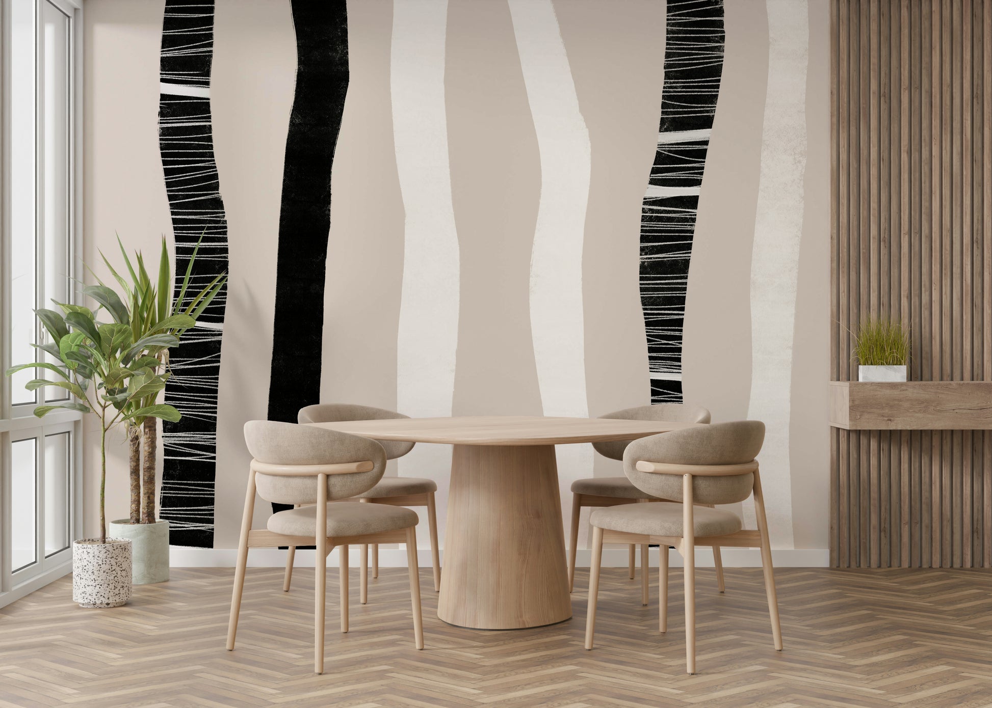 An artistic nature inspired mural for home decor.

