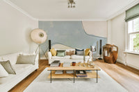 An artistic minimalist stroke mural for home decor.

